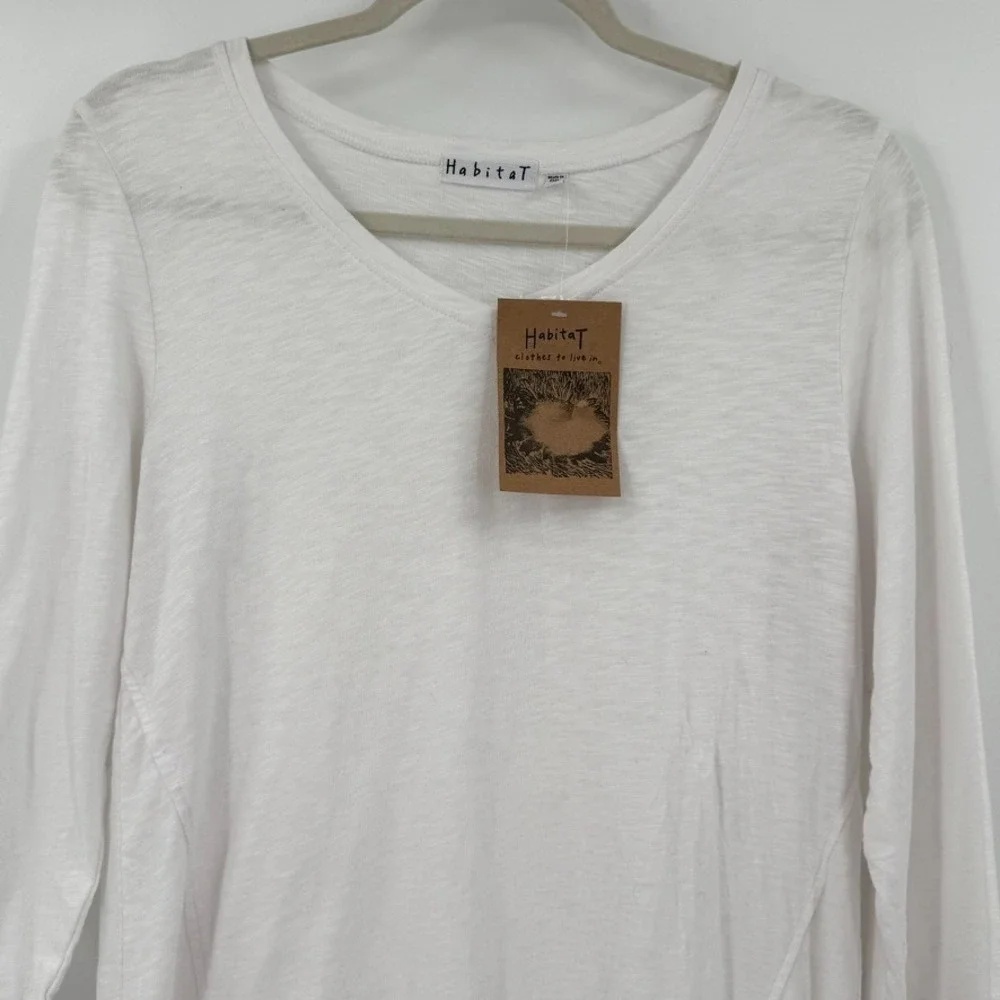 Habitat Womens Slub Cotton Asymmetrical Tunic Top Size XS White Minimalist‎